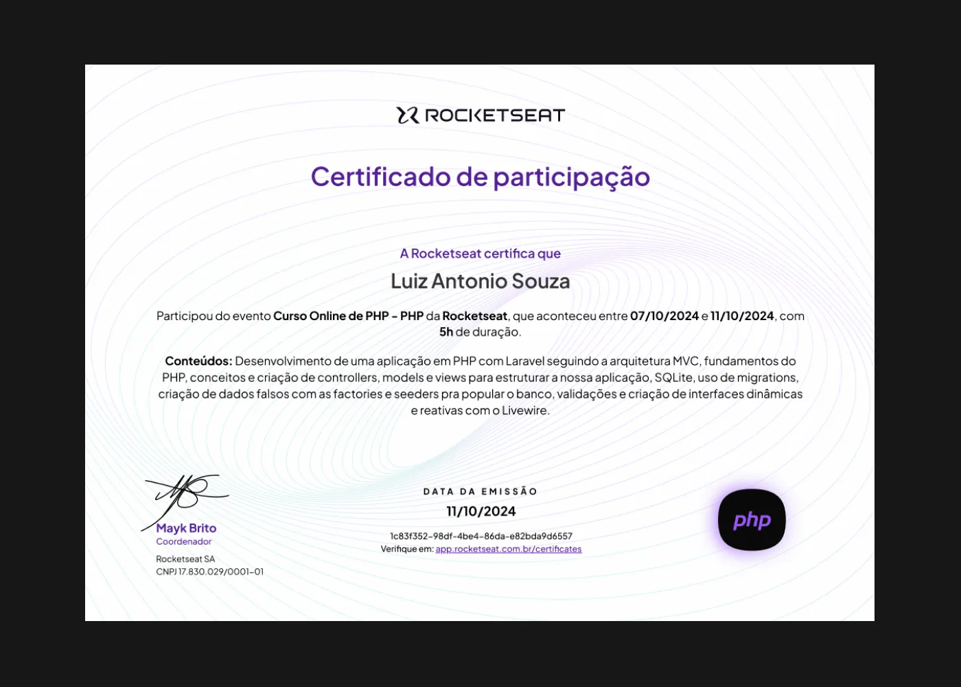 Especialista PHP